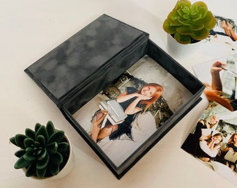 Christmas gift, Velvet Photo Box, Box for 4x6 photos