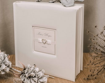 Large ivory color wedding photo album with personalization - capacity up to 720 pictures  - sized 4 x 6.