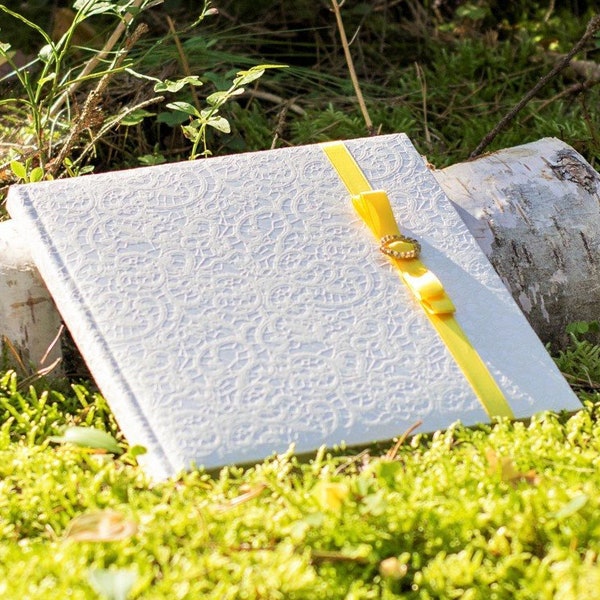 Livre blanc d’or de mariage de haute qualité avec la conception de dentelle et capacité de 100 pages