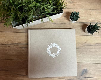 Personalized linen photo album with white, Wedding album