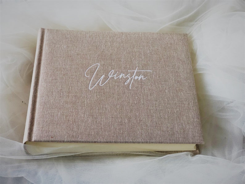 Linen Photo Album With White Personalized Inscription Etsy