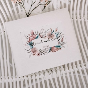 Small polaroid photo album - classic type, with flower watercolor personalization