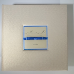 Beige Personalized Wedding Album, Large Wedding Album with Satin Ribbon