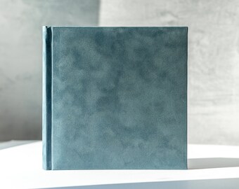Dusky Blue Velvet Photo Album Holds 200 and 4x6 inch/10x15cm Photos, Ocean blue