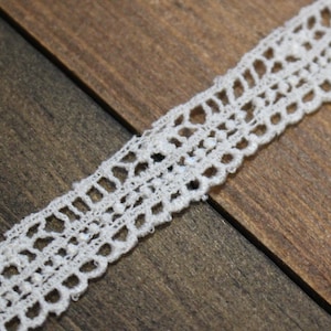 Weiß Spitzenbesatz, Baumwolle Spitze trim, weiße Farbe, dünne Spitze, 13 mm Spitzenbesatz, aus weißer Spitze, ideal für Handwerk, Meterware, Schleier Spitze