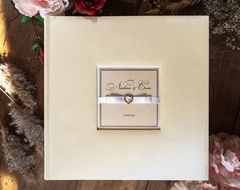 Large personalized white color wedding photo album, Gift for couple