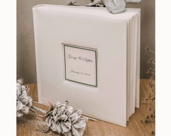 Große Hochzeit Fotoalbum, personalisierte Text und Tissue-Papier zwischen den Seiten