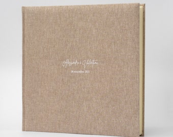 Handmade photo album with linen cover