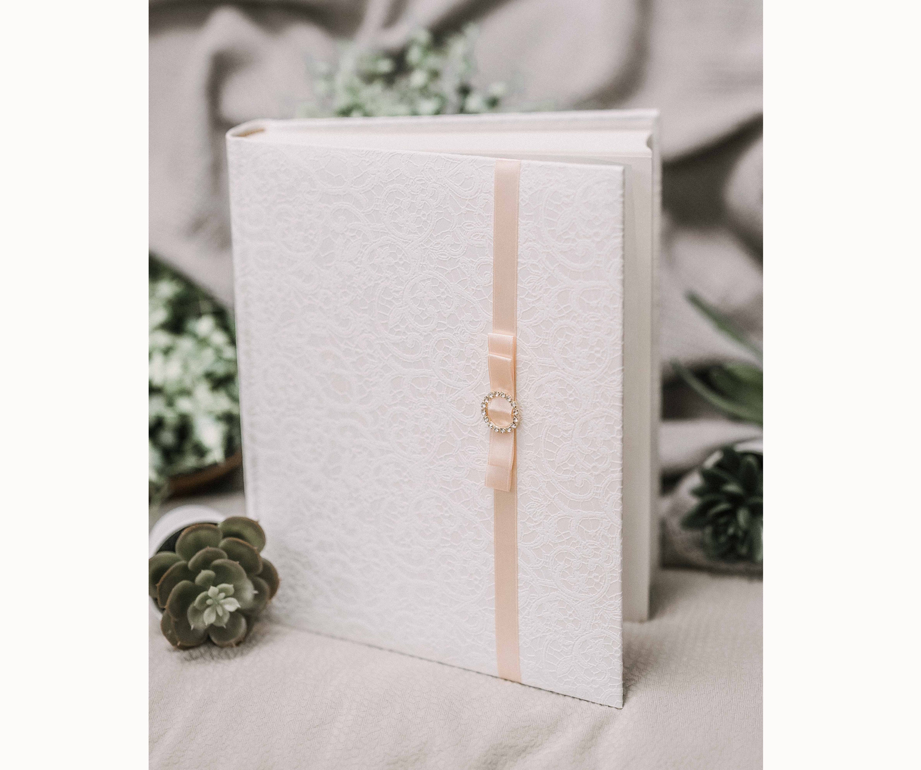 Lace design photo album with tissue paper between pages for Etsy