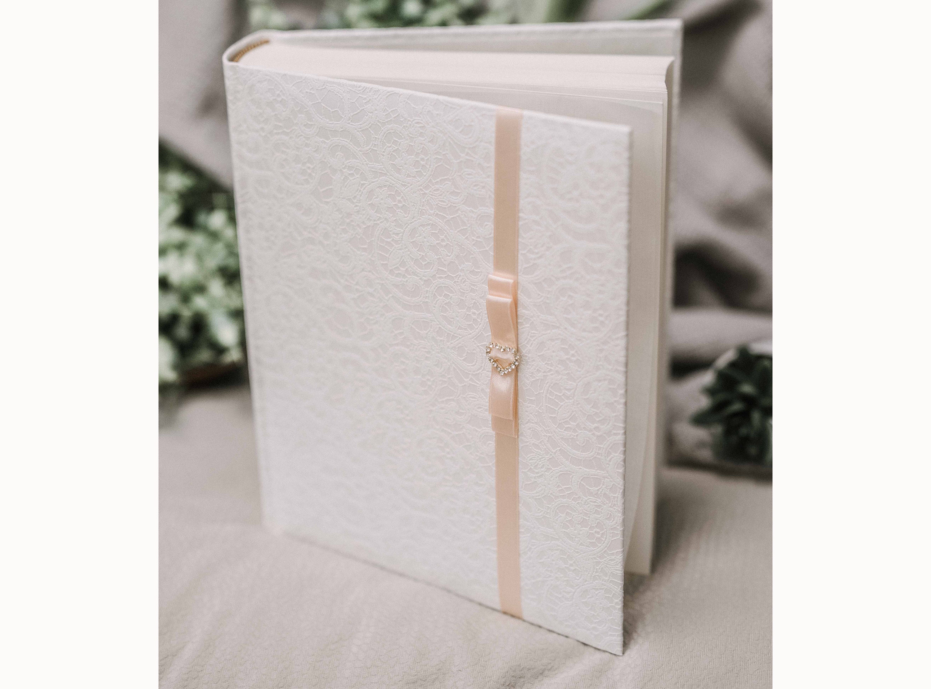 Lace design photo album with tissue paper between pages for Etsy