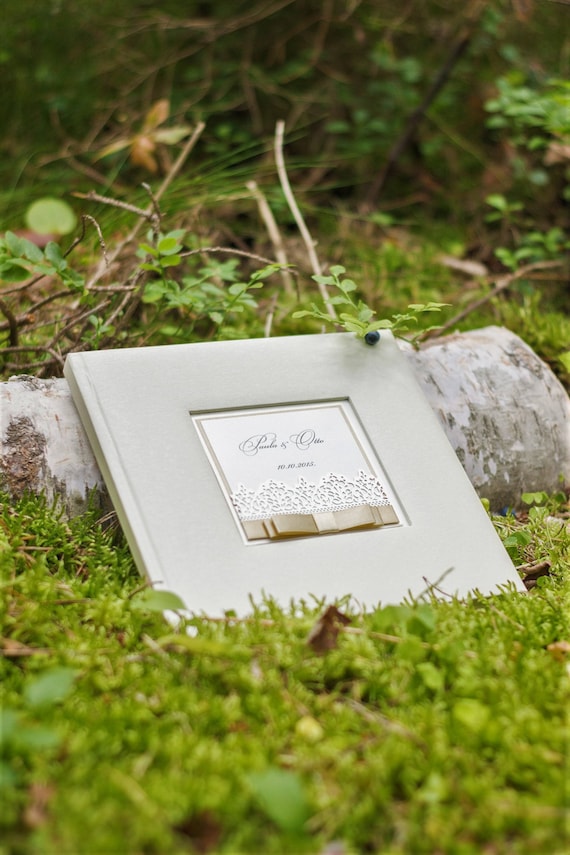 Champagne color wedding guest book, 50 sheets guests book