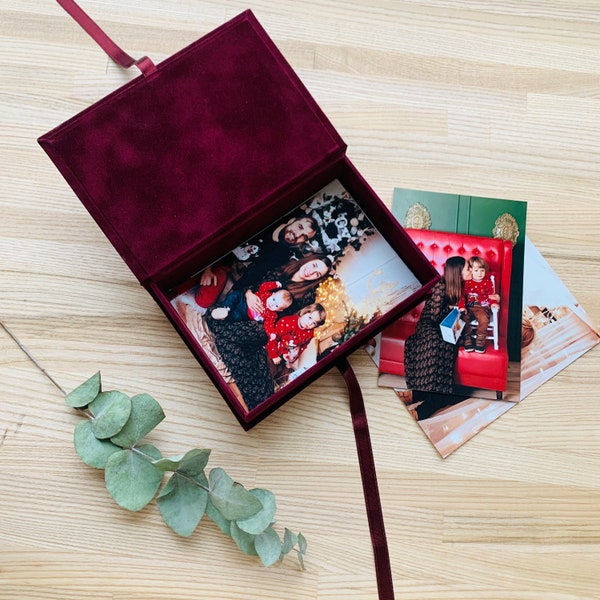 Velvet Photo Box, Wedding Gift, 4x6 and 5x7 photos