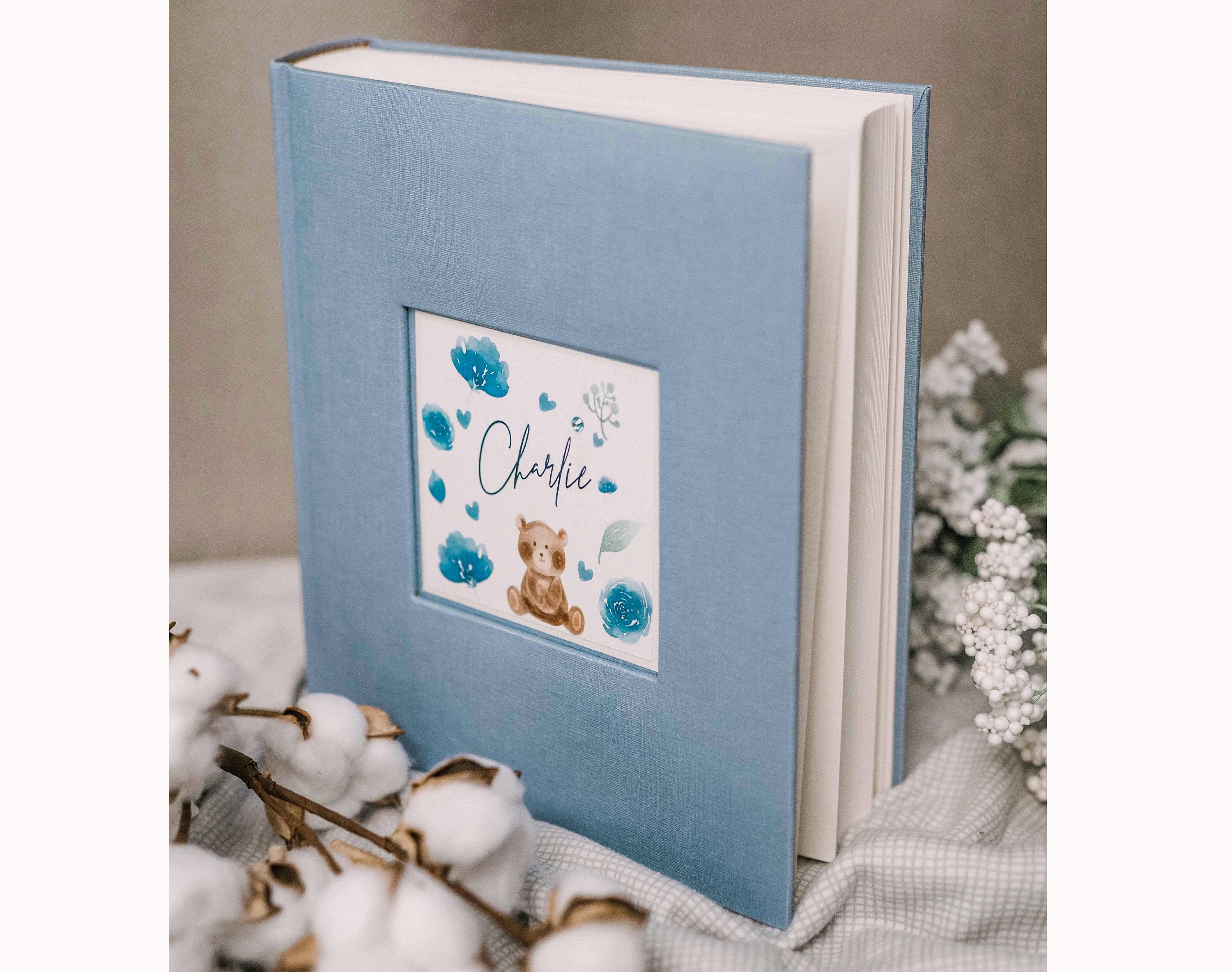 Blue Photo Album for 200 Pictures, Kids Photo Album, Personalized