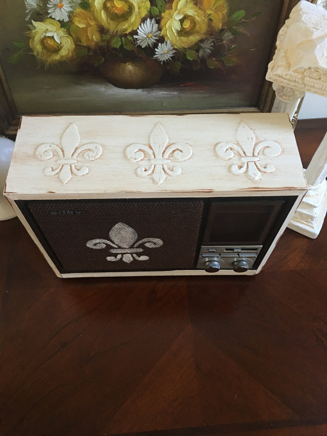 Vintage Sony Radio Upcycled Fleur De Lis. Etsy