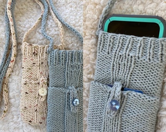 Crossbody knitted Iphone, Samsung case with card slot.