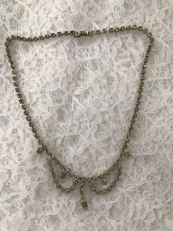 Sale, Clear Rhinestone statement necklace 15.5".