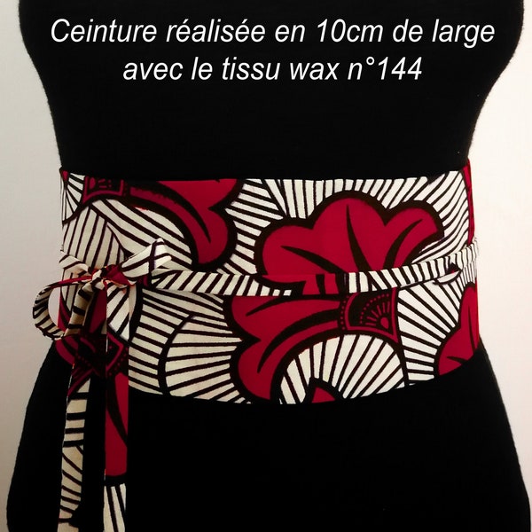 Ceinture Obi réversible wax (tissu 144) - 8cm ou 10cm de large - 3 tailles - Idée cadeau originale et tendance