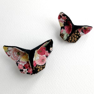 Origami butterfly hair clip Japanese printed fabric 2 sizes to choose from Child / adult wedding baptism birthday gift image 2