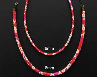Liberty necklace (20 fabrics to choose from) - 6 or 8mm wide - Silver, bronze or gold mounting. Gift idea!!!