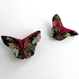 Pince à cheveux papillon origami Tissu imprimé japonais 2 tailles au choix Enfant / adulte mariage baptème cadeau anniversaire image 1