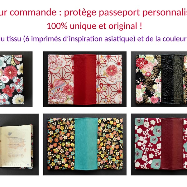 Protège passeport inspiration asiatique et simili cuir - idée cadeau originale