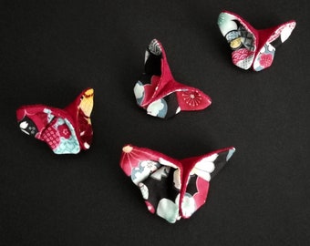 Pince à cheveux papillon origami - Tissu imprimé japonais - 2 tailles au choix - Enfant / adulte - mariage - baptème - cadeau anniversaire