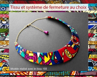 Collier torque / plastron (3cm de large) en wax - Tissu et système de fermeture au choix - Modèle unique, tendance, idée cadeau originale !