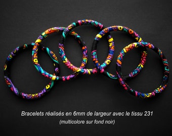 Bracelet flexible waterproof en wax (tissu 231) - 4 largeurs au choix - Modèles uniques - lavables - idée cadeau originale