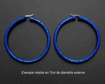 Créoles bleu roi scintillant métallisé - Diamètre (3 à 10,5cm) au choix - Idée cadeau originale et tendance