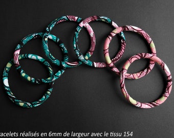 Bracelet flexible waterproof en wax (tissu 154) - 4 largeurs au choix - Modèles uniques - lavables - idée cadeau originale