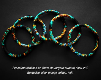 Bracelet flexible waterproof en wax (tissu 232) - 4 largeurs au choix - Modèles uniques - lavables - idée cadeau originale