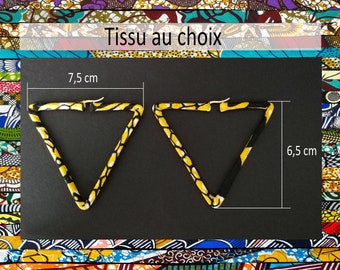 Grandes créoles triangle en wax - tissu au choix (250 références disponibles) - Modèles uniques, idée cadeau originale et tendance