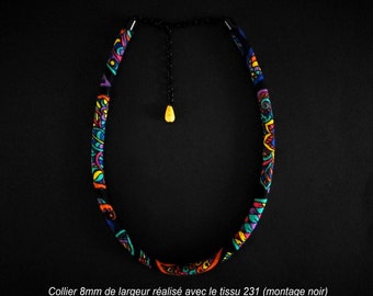 Verstellbare Halskette aus Wachs (Stoff 231) mit 8 mm Durchmesser – Finish in Schwarz, Bronze oder Gold – Einzigartiges Modell, trendiger Schmuck, originelles Geschenk