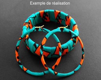 Parure bracelet 2,2cm + créoles en wax - Tissu et taille des créoles au choix - Modèles uniques, idée cadeau originale et tendance