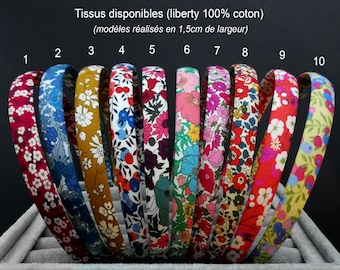 Serre-tête 0,5cm à 2cm de large - 50 tissus Liberty of London au choix - Bandeaux souples et légers - Idée cadeau tendance !