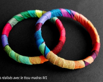 Bracelet rigide fin en madras (1,1cm de large) - À l'unité ou par lot - Modèles uniques - lavables - idée cadeau originale et tendance