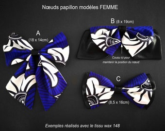 Nœuds papillon modèles FEMME - Grand choix de tissus wax - Mariage, cérémonie, idée cadeau - Modèles uniques