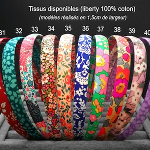 Serre-tête 0,5cm à 2cm de large 40 tissus Liberty of London au choix Bandeaux souples et légers Idée cadeau tendance image 4