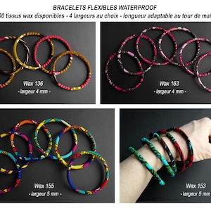 Bracciale unisex flessibile e impermeabile con stampa wax - larghezza (da 4 a 7 mm), diverse misure di polso e tessuti a scelta - realizzato su ordinazione - design unici