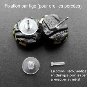 Boucles d'oreilles puces unies 6 tailles de 1cm à 3,2cm Fixation par tige ou par clip Idée cadeau femme/fille/homme Unisexe image 5