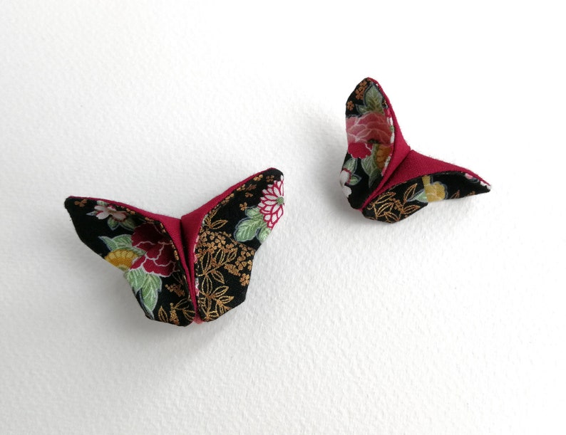 Origami butterfly hair clip Japanese printed fabric 2 sizes to choose from Child / adult wedding baptism birthday gift image 1