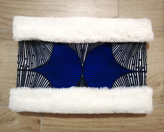 Snood / Neck Warmer in Wax (90 Fabric) and White Fluffy
