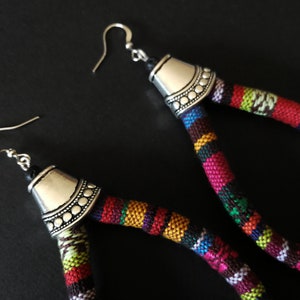 Boucles D'oreilles Artisanales En Turquoise Et Argent Tibétain - Crochets Argent 925