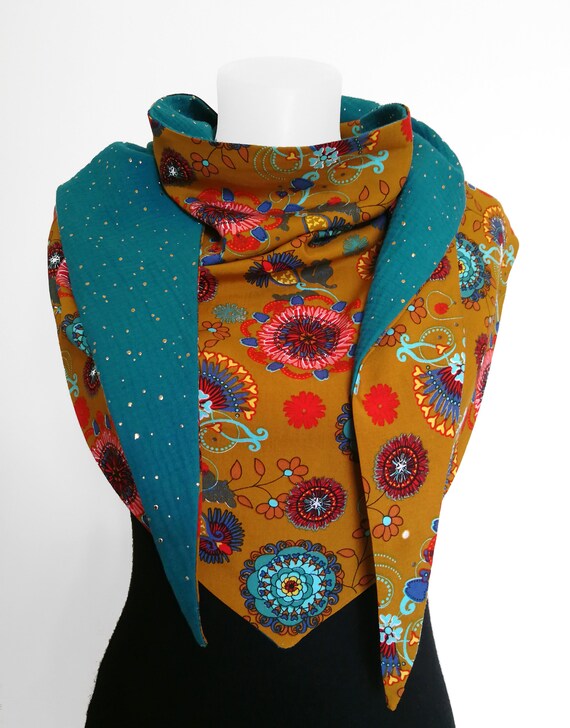 Maxi sciarpa donna reversibile Sciarpa triangolo stampa