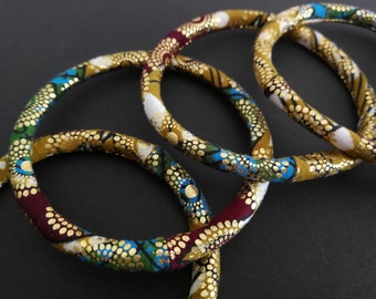 Flexible waterproof bracelet in gold wax (fabric 185) - 4 widths to choose from - Unique models - washable - original gift idea