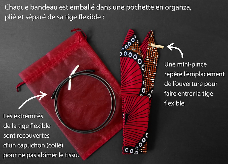 Bandeau cheveux ou ceinture à mémoire de forme Tige amovible 3 tailles adulte, enfant et tissus au choix Idée cadeau image 9