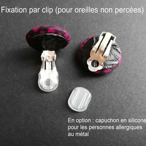 Boucles d'oreilles 2cm puces boutons en wax tige acier inoxydable ou clip antiallergique Lavables, originales et tendance image 10