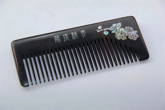 Letters Wide Tooth Ebony Comb Anti Static Comb. Customize Logo Silver Peach Flowers Comb Accessories Hair Accessories Decorative Combs Africa Blackwood Comb Mother Of Pearl Comb 