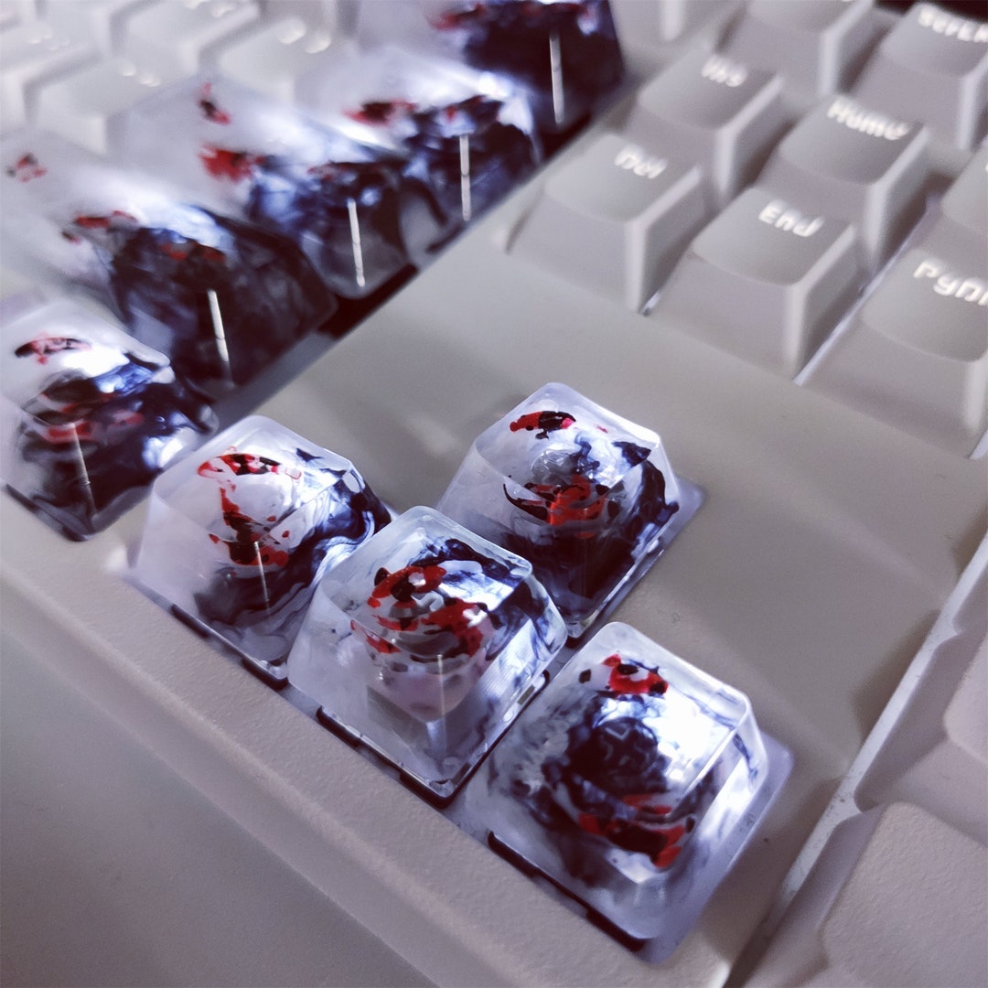 Clear Ink Smoke Keycap, Artisan Resin Koi Fish Keycap, Ink Water