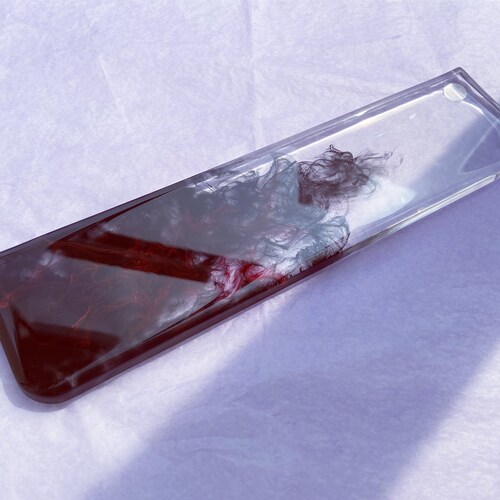 Red Smoke Wrist Rest, Black Clear Painting, Epoxy Resin Artisan keyboards Hand Rest, Mechanical Keyboard Accessories, Office laptop Support.